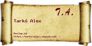 Tarkó Alex névjegykártya